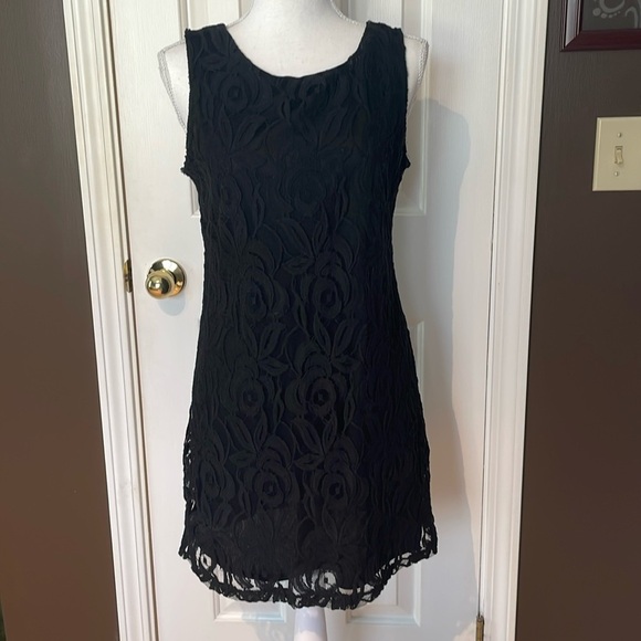 Xhilaration Black Lace Overlay Tank Dress - Picture 1 of 8